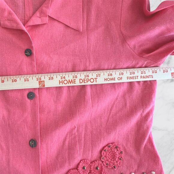 Vintage K-Studio 2 Piece Maxi Dress & Jacket Set Linen Embroidered Coral Pink Lg - Picture 13 of 16